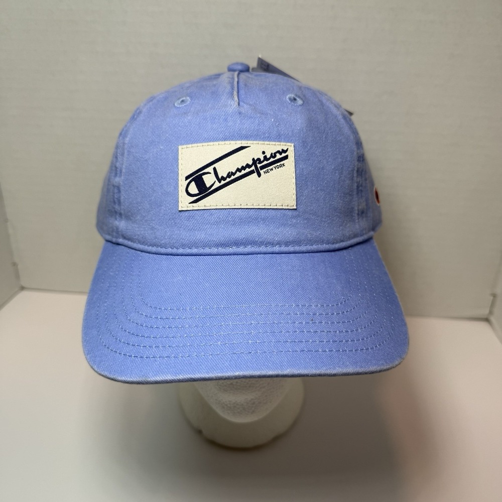 Champion Patch Logo Baseball Cap Blue Adjustable Strapback Hat CS7-3023 NWT